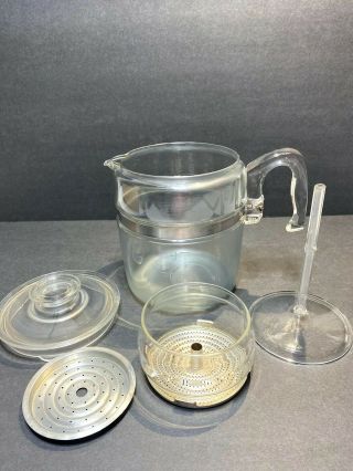 Vtg.  Pyrex Flameware Clear Glass Percolator Coffee Pot 9 Cup (7759b) Complete