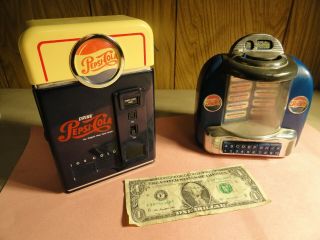 Vintage Mini Pepsi Cola Radio & Jukebox Bank Preowne