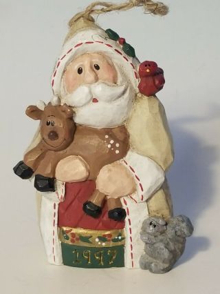 Vtg 1997 Eddie Walker Midwest Of Cannon Falls Santa Christmas Ornament Reindeer