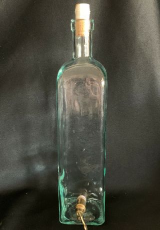 Vintage Hm Glass & Brass Tap Olive Oil Dispenser With Cork