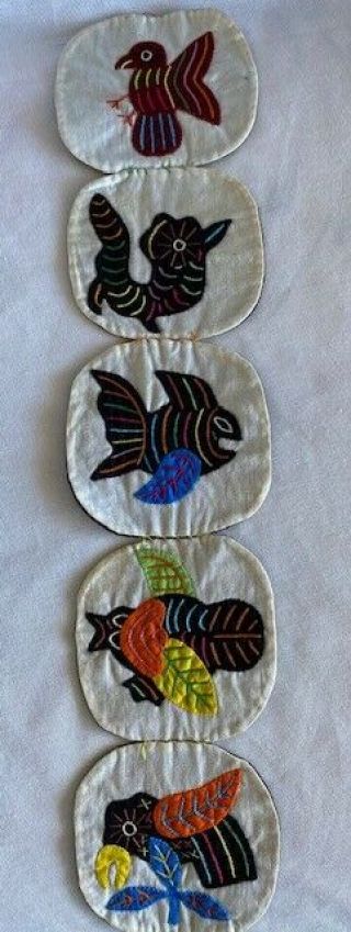 10 Vintage Kuna Mola Patches Hand Sewn Appliqué San Blas Islands Toucan Insects