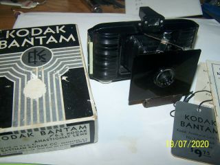 Vintage Kodak Bantam Folding Camera - W/f=6.  3 53mm Kodak Lens.  Box & Ppaers