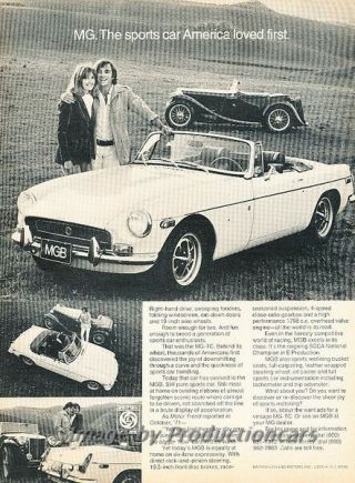 1972 Mg Mgb And Mg - Tc Advertisement Print Art Car Ad J822