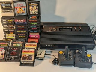 Vintage Atari Cx - 2600a Video Game Console And 36 Games