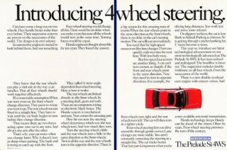 1988 Honda Prelude 4ws 2 - Page Advertisement Print Art Car Ad K34