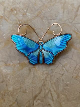 Vintage Sterling Silver Enamel Butterfly Pin Brooch David Anderson