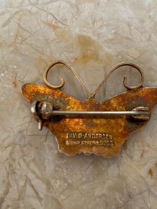 Vintage Sterling Silver enamel Butterfly pin brooch David Anderson 2