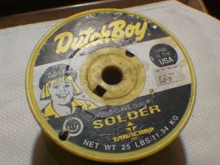 Vintage Dutch Boy Solder Large Spool 12 Lbs 5 Oz Left 40 Tin 60 Lead.  125 Wire