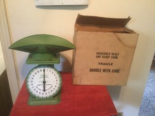Vintage Green Scale American Family W/scoop 25 Pounds Metal 1906 Model Iob