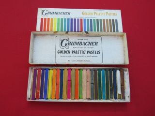 Vintage Grumbacher Golden Palette Pastels - Box Of 24 Barely 1962 Paperwork