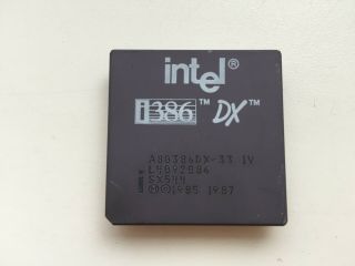 Intel A80386dx - 33 Iv,  386dx,  Sx544,  Vintage Cpu,  Gold,  Top Cond