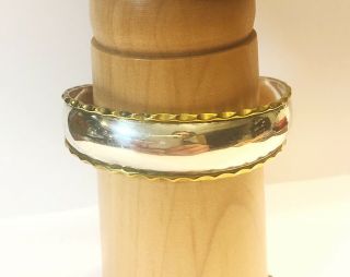 Vtg Sterling Silver (925) & Hammered Brass Cuff Bracelet “mexico”