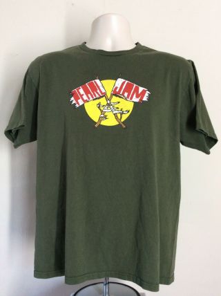 Vtg 2010 Pearl Jam Concert T - Shirt Green L Alternative Rock Band Grunge