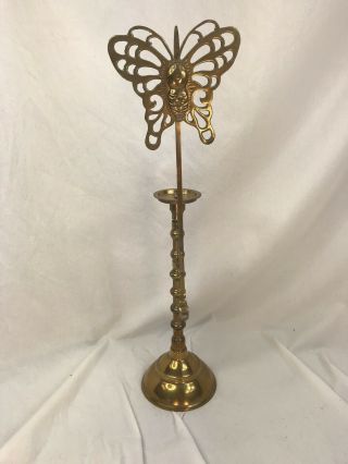 Vintage Asian Brass Butterfly Brothel Chamber Stick Candle Holder
