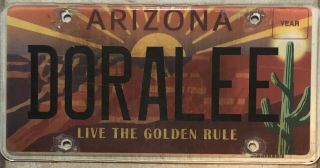 Arizona Vanity License Plate Live The Golden Rule Doralee C2013