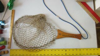 Vintage Handy Pak No Snagg Fishing Net Shamokin,  Pa Wood Handle Metal Frame
