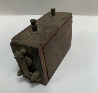 Vintage Antique Model Car Ignition Spark Coil In A Wood Box (a5)