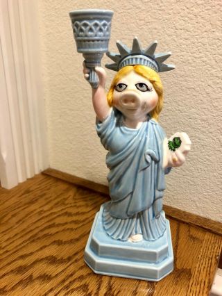 Vintage 1980s Miss Piggy Statue Of Liberty Candle Stick Sigma Made In Japan