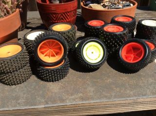 Vintage Rc Car Parts Losi Rear Tires And Wheels 10 Pair,  Fits Jrx And Others