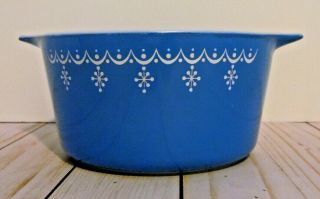 Vintage Pyrex 473 Snowflake Blue Garland 1 Quart Casserole Dish Bowl No Lid