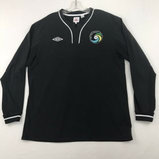 Vintage Umbro York Cosmos Mens Long Sleeve Sewn Soccer Jersey Black Size 48