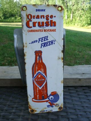 Old Vintage 1950s Orange Crush Porcelain Door Advertising Sign Drink Soda Pop