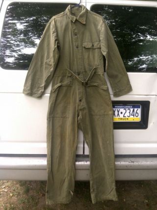 Vintage 1940s Ww2 Us Army Coveralls Size 36r Wwii Military Overalls