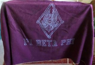 Vintage 1940s Pi Beta Phi Sorority Wool Blanket Throw 58 X 33