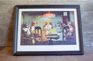 Vintage Framed Dogs Playing Poker A Friend In Need