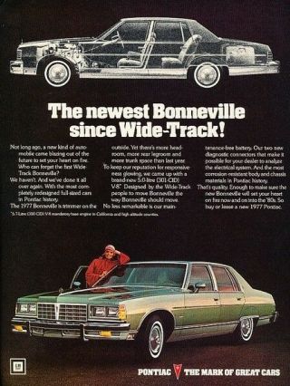 1977 Pontiac Bonneville Advertisement Print Art Car Ad J883
