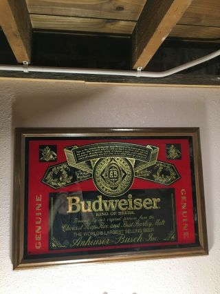 Vintage Advertising Budweiser Anheuser Busch Framed Bar Sign Man Cave