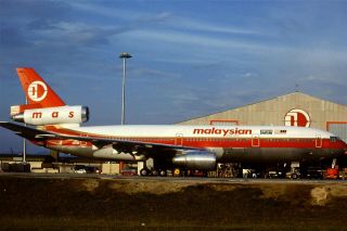 35mm Colour Slide Of Leased Malaysian Airlines Dc - 10 - 30 N113wa