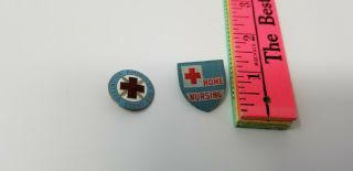 Vintage WWII American Red Cross Volunteer Pin Sterling Silver & Home Nursing Pin 3
