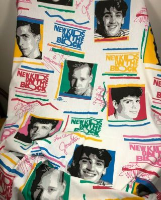 Vintage Kids On The Block Nkotb Twin Bed Sheet,  Multicolored 1990