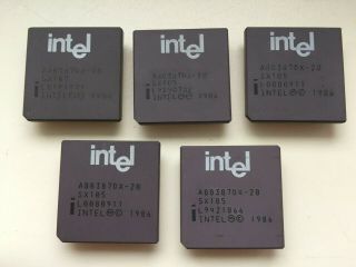 Intel A80387dx - 20 Sx105,  80387 Fpu,  387 Vintage Fpu,  Gold,