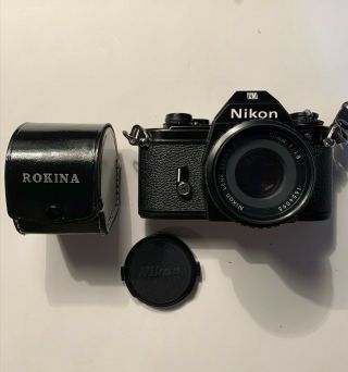 Vintage Nikon Em Film Camera With 50mm F/1.  8 Series E Lens W/ 2x Tele Converter