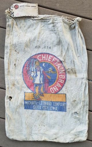 Vintage Seed Sack Chieftain Sioux City Iowa.  Frame Material.  C117