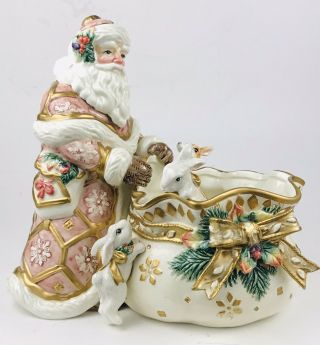 Vintage 1996 Fitz And Floyd Classics Snowy Woods Candy Dish Box
