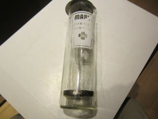 Vintage Marvy Barber Shop Number 3 Disinfectant & Germicide Sanitizer Glass Jar