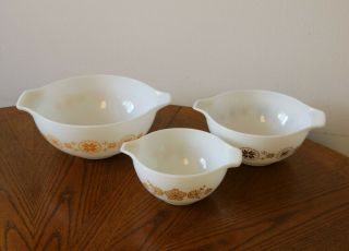 Vintage Pyrex Bowls,  Set Of 3 Mid - Century Cinderella Pyrex Bowls,  Mixing Bowls