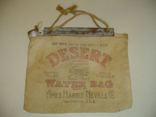 Vintage Desert Water Bag,  Ames Harris Neville Co.  San Francisco,  Usa - 12 " X 15 "