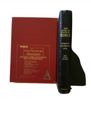 Vtg 1977 Nasb American Standard Bible Holman - Premium Bonded Black Leather