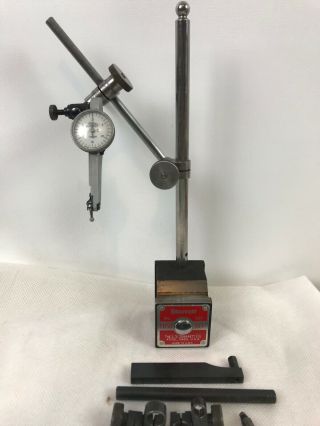 Vtg.  Starrett 657 Magnetic Base With Fowler Verdict Indicator And Accessaries