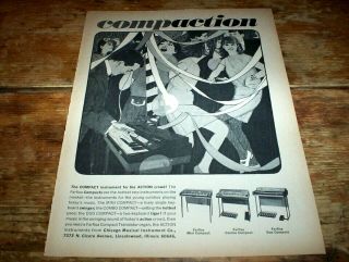 Farfisa Compact Organ (psych Mod Keyboards) 1967 Vintage U.  S.  Promo Ad Nm -