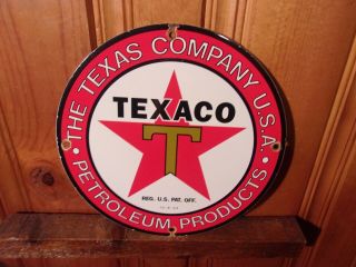 Vintage Texaco Gasoline Porcelain Motor Oil Gas Station Pump Plate Sign Dated