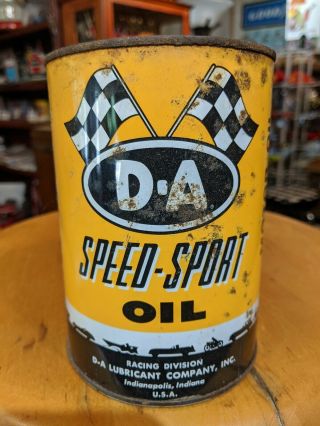 Vintage D - A Speed Sport Motor Oil 1 Quart All Metal Can Indianapolis
