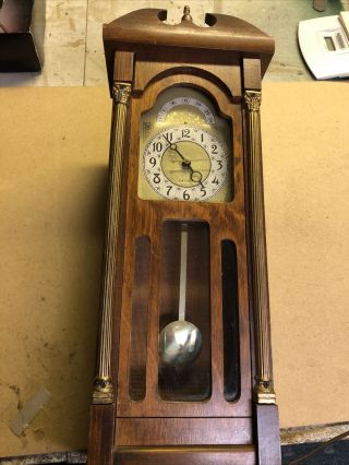 Vintage United Metal Goods Electric Mini Grandfather Mantle Or Wall Clock