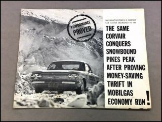 1960 Chevrolet Corvair Vintage Car Sales Brochure - Pikes Peak Race