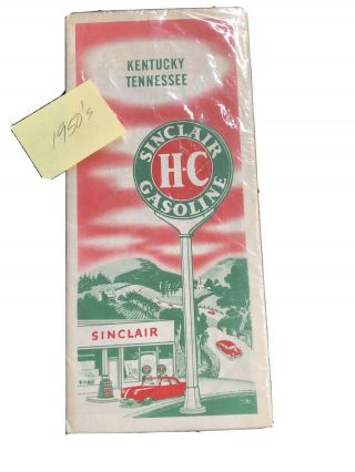 1950’s Sinclair Hc Gasoline Kentucky/tennessee Road Map