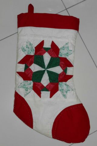 Vtg 1980s Christmas Star Quilted Country Home Living Old Fashioned Stocking 18 "